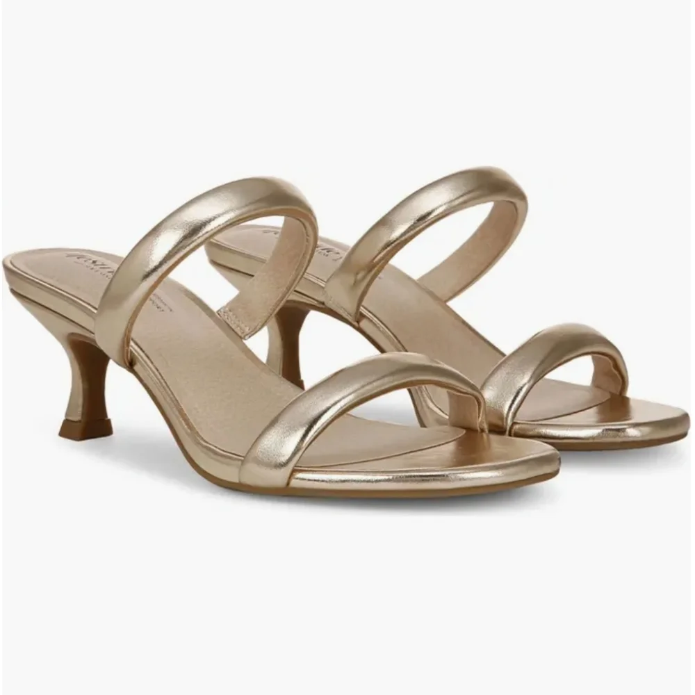 LifeStride Nalani Slide Sandals Gold Puff Strap For Comfort New Size 9.5 W